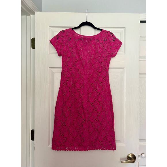 Pink Lace Floral Dress With Removable Layer Size Small - Picture 5 of 10